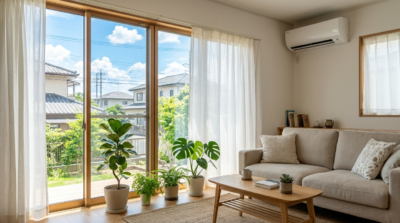 大分の夏の暑さ対策として遮熱フィルムを施工した明るいリビングのイメージ